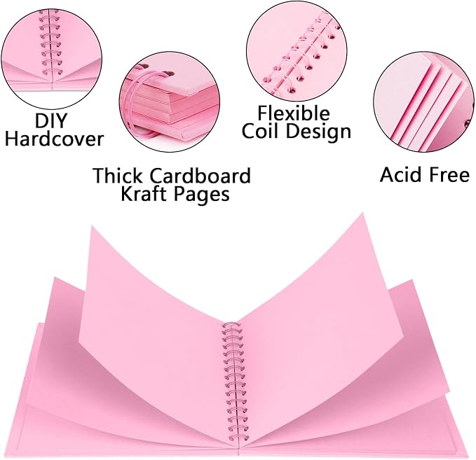 7x7 Inch DIY Scrapbook Photo Album, Hardcover Kraft Paper Acid-Free, 20 Sheets - Image 5