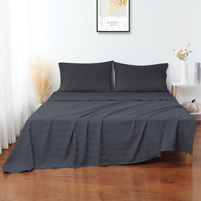 Flat Sheet Only Full Size, 400 TC 100% Egyptian Cotton Flat Sheet Striped - Image 2