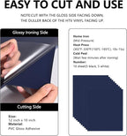 FUNKAKA Navy Blue HTV Heat Transfer Vinyl Bundle, 10 Sheets Sticky HTV Vinyl - Image 3