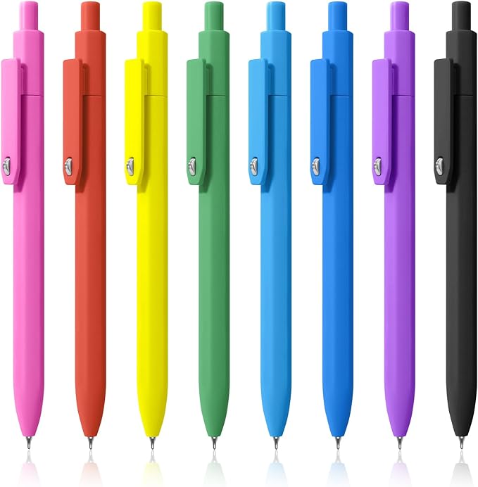 Piochoo Pens, 8 Pack Black Ink Gel Pens Ballpoint Smooth Writing Pens by Piochoo