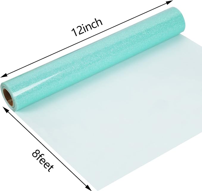 guangyintong Glow Glitter Cyan Heat Transfer Vinyl HTV Rolls, Glitter HTV Vinyl - Image 7