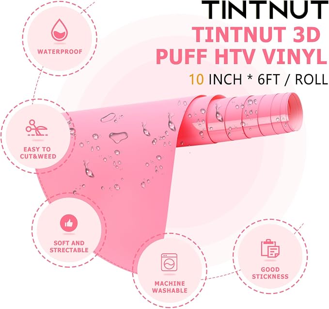 Tintnut Soft Pink Puff Heat Transfer Vinyl Roll, easy cut & weed, stretch - Image 2