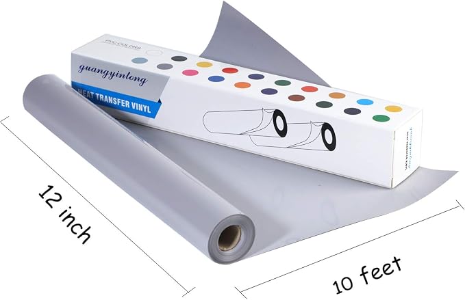 guangyintong Heat Transfer Vinyl Gray HTV Rolls, Matte Surface PVC Material - Image 3