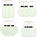 12 Pcs Sublimation Blank Keychains, PU Leather White Keychains Ornament Pendants by Goodhelperathome
