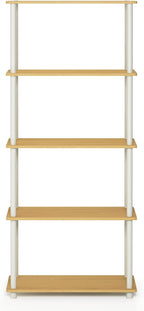 Furinno TURN-N-TUBE Storage Shelves, 5-Tier Book Shelf, Corner Shelf, Toolless - Image 7