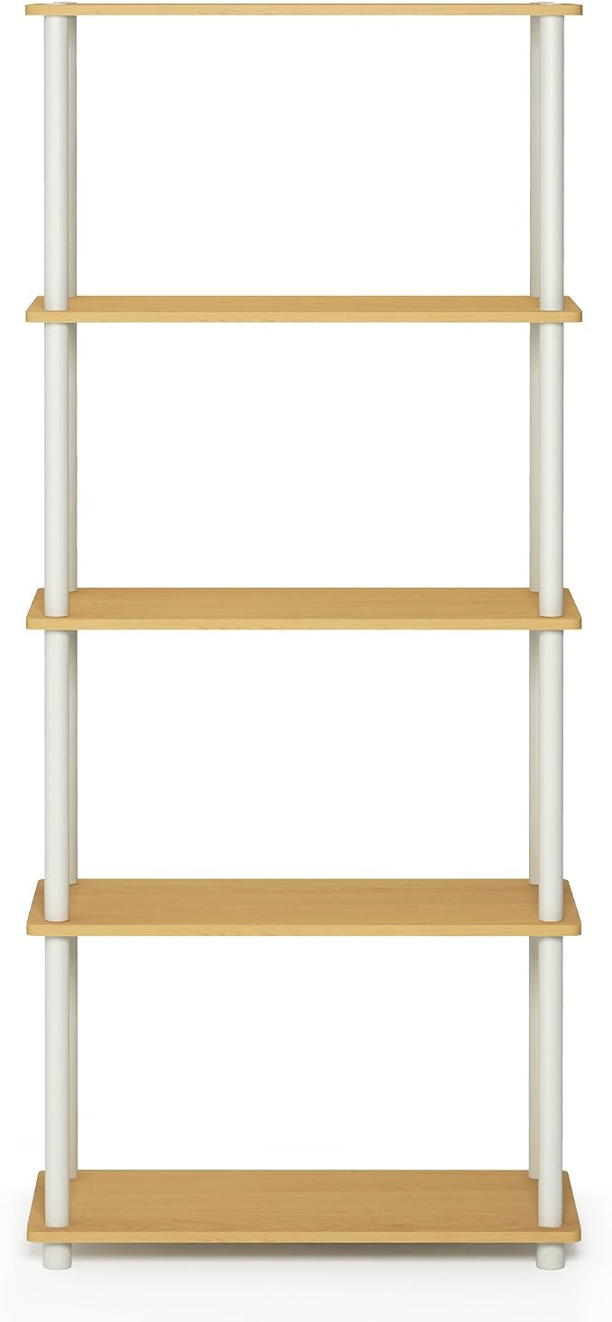 Furinno TURN-N-TUBE Storage Shelves, 5-Tier Book Shelf, Corner Shelf, Toolless - Image 7