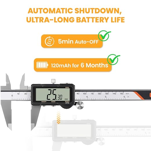 HARDELL Digital Caliper 6 Inch Rechargeable Calipers One-Key Reset | Caliper - Image 3