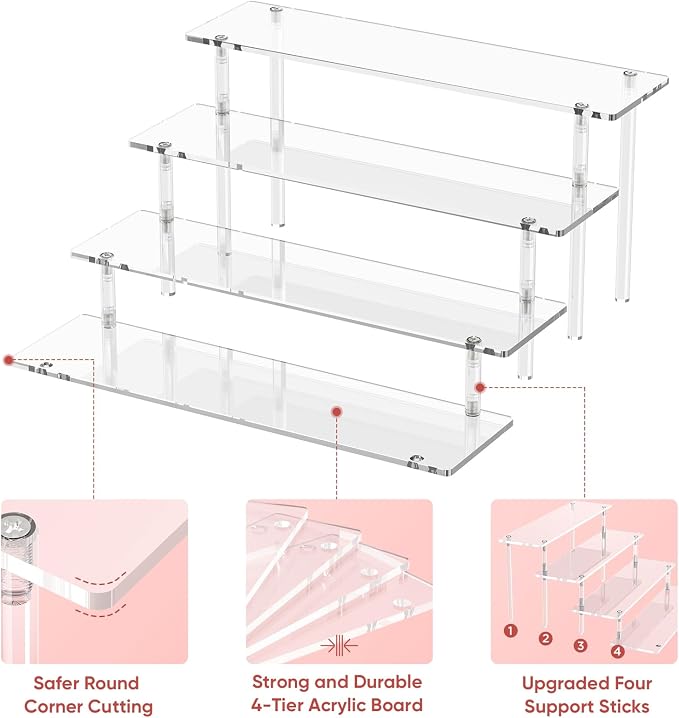 4 Tier Acrylic Display Risers, Cupcake Stand | Large Dessert Display - Image 3