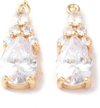 FASHEWELRY 10Pcs Faceted Teardrop Glass Pendants Cubic Zirconia Real 18K Gold - Image 2