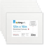 KINGART 805-6 White Stretched Canvas, 100% Cotton, Gesso Primed, by KINGART