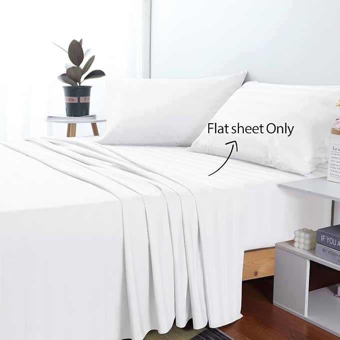 2-Pack Cotton Twin Flat Sheet Only, 600 Thread Count 100% Egyptian Cotton Top - Image 2
