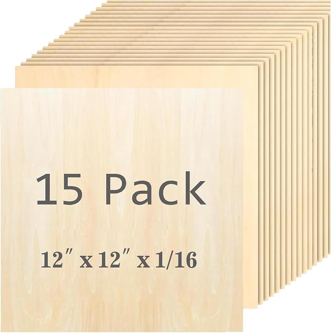 Unfinished Wood Pieces, 15 Pack Basswood Sheets 1/16, Basswood Plywood Wood by Unknown