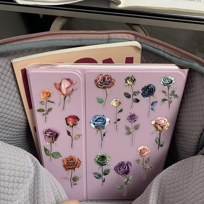 50PCS Vintage Dried Rose Stickers – Clear Waterproof Flower Botanical Scrapbook - Image 6