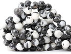 35PCS 10mm Natural Black White Zebra Jasper Gemstone Round Loose Beads Crystal by CHEAVIAN