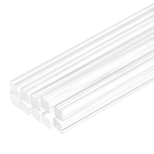 MECCANIXITY 10pcs Acrylic Square Rods 5/16" x 10" Clear Acrylic Dowel Rods by MECCANIXITY