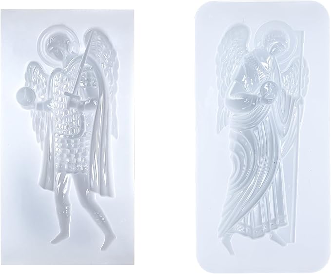 Art Molds for Polyclay Air Dry Clay Plaster, 2 Carved Archangel Symbols - Image 6