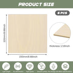 6 Pack Plywood Sheets, 8.66" x 8.66"x 1/16" Basswood Sheets | 1.5mm Basswood - Image 2