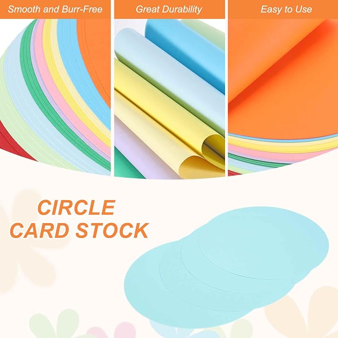 MECCANIXITY 24 Pcs Circle Card Stock, 8.3 Inch Round Cutouts Paper Thick - Image 3