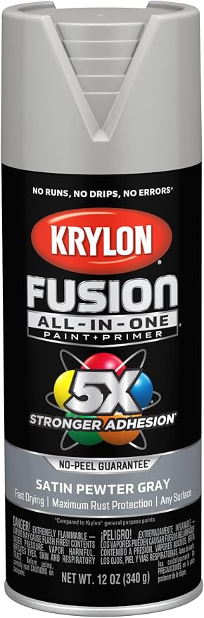 Krylon Fusion All-In-One Satin Spray Paint & Primer, Pewter Gray by Krylon%C2%AE