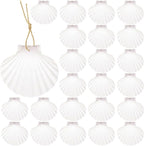 24Pcs Scallop Shells White Natural Seashell 2"-3" Perforation Scallop Shells by Unknown