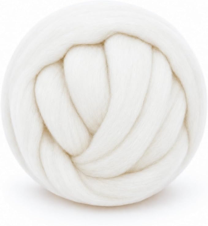 3.53oz Wool Roving: Needle Felting Wool White Roving Wool Felting Supplies Pure by Gipony
