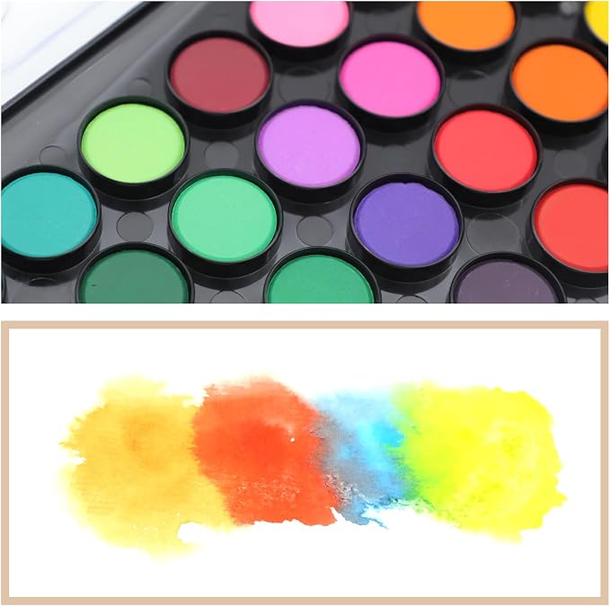 Artecho 48 Colors Watercolor Paint Set, Portable Travel Watercolor Cake Kit - Image 3
