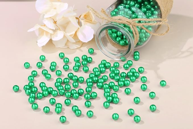 DUQGUHO Green Beads for Jewelry Making 8mm Green Pearls for Crafting - Image 3