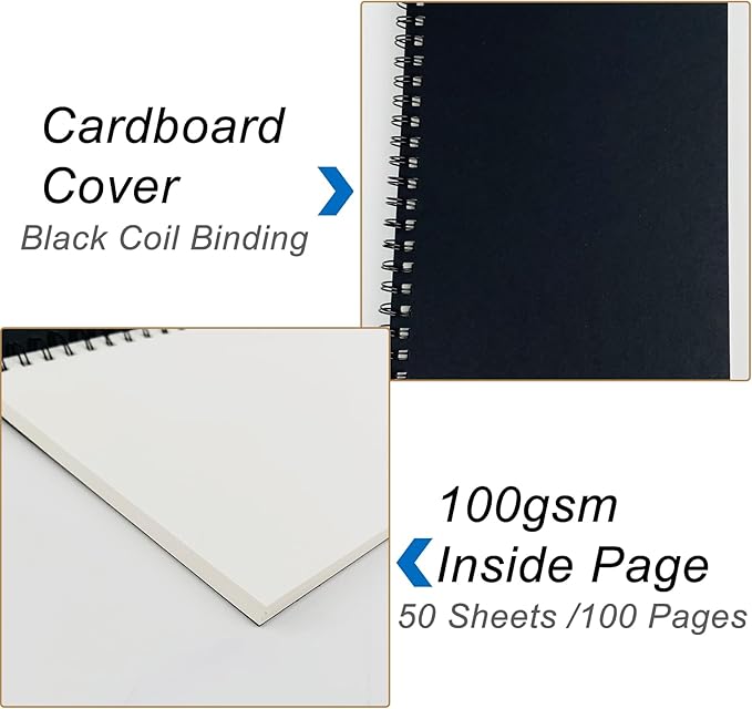 DSTELIN Blank Spiral Notebook, Soft Cover, Sketch book, 100 Pages / 50 Sheets - Image 4