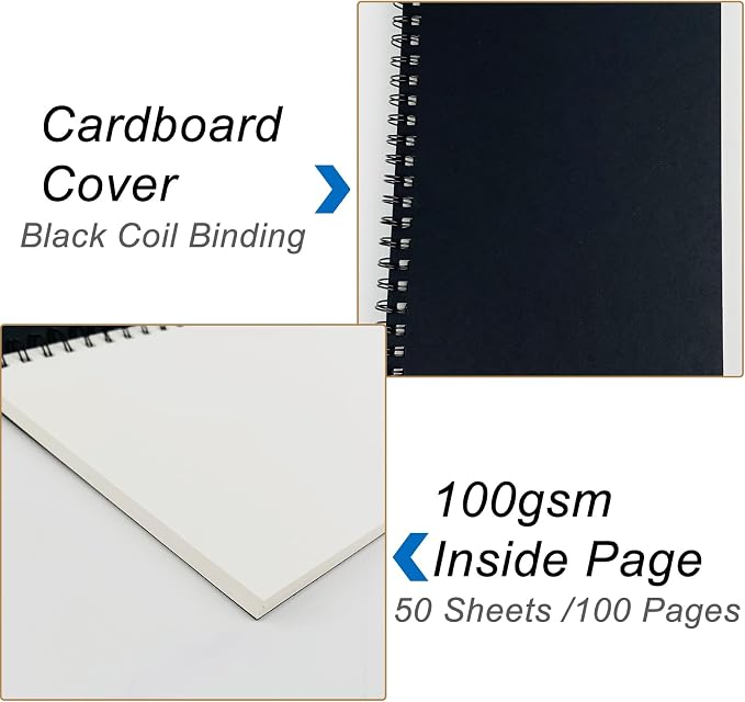 DSTELIN Blank Spiral Notebook, Soft Cover, Sketch book, 100 Pages / 50 Sheets - Image 4
