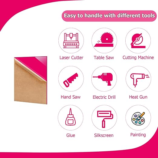 2 Pack 8'' x 12'' Opaque Pink Acrylic Sheet, 3mm Thick Acrylic Plexiglass Boards - Image 4