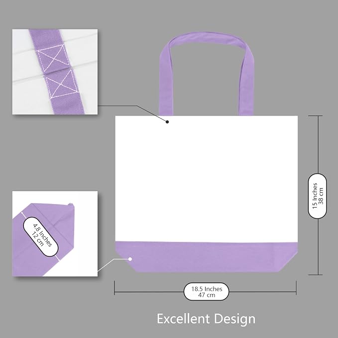 TOPDesign 3-Pack Super Strong Large 12oz Cotton Canvas Tote Bags, Reusable - Image 4