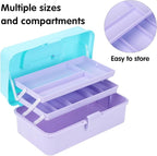 Sewing Box, 3-Layer Craft Organizers Portable Folding Toolbox, Plastic Tool Box - Image 4