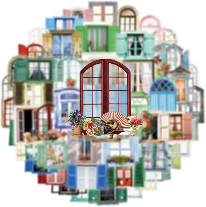50PCS Window Flower Stickers Aesthetic PET Transparent Beside The Window Decal - Image 3