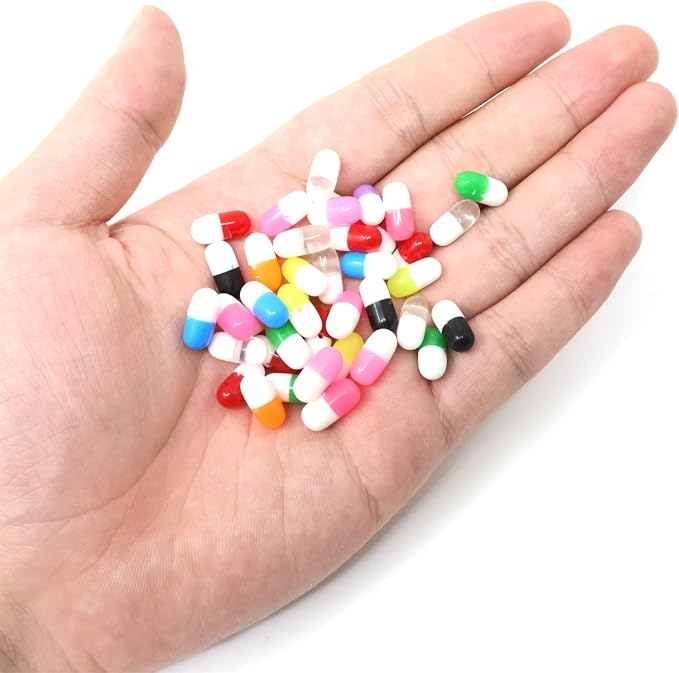 Honbay 100PCS Resin Craft Loose Beads Tiny Capsule Shaped Beads Pill Charms Bead - Image 3