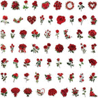 60 Pcs Red Rose PET Transparent Sticker | Self-Adhesive Scrapbooking Stickers - Image 4