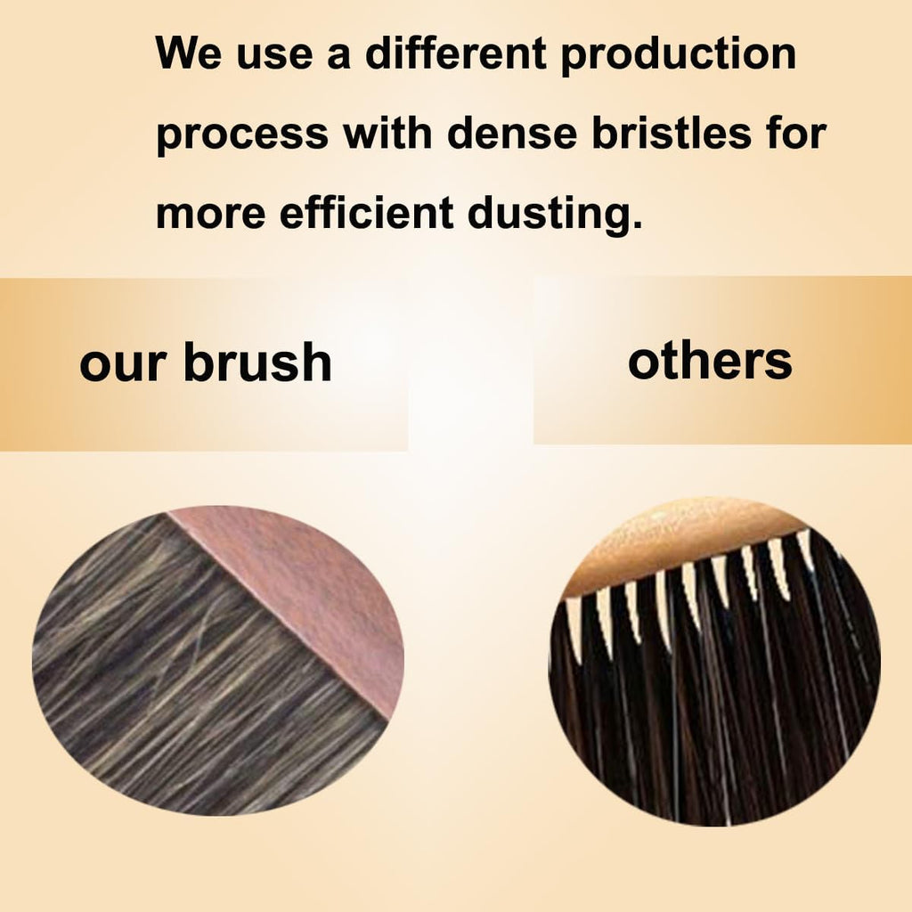 Hand Broom Counter Duster Dusting Brush for Home Cleaning, Soft Dust Brush with Long Wooden Handle for Bed Sofa Furniture Couch Bench Car, 15''Length