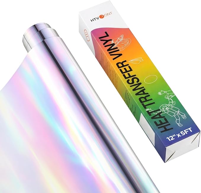 HTVRONT Holographic Silver Metallic HTV Vinyl by HTVRONT