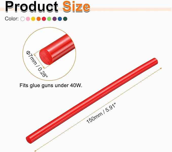 HARFINGTON 10pcs Hot Glue Sticks 0.28" Dia x 5.91" Long EVA Mini Hot Melt - Image 2