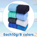 Wonvoc Needle Felting Wool 80 g, 8 Colors Nature Wool Roving - Image 2