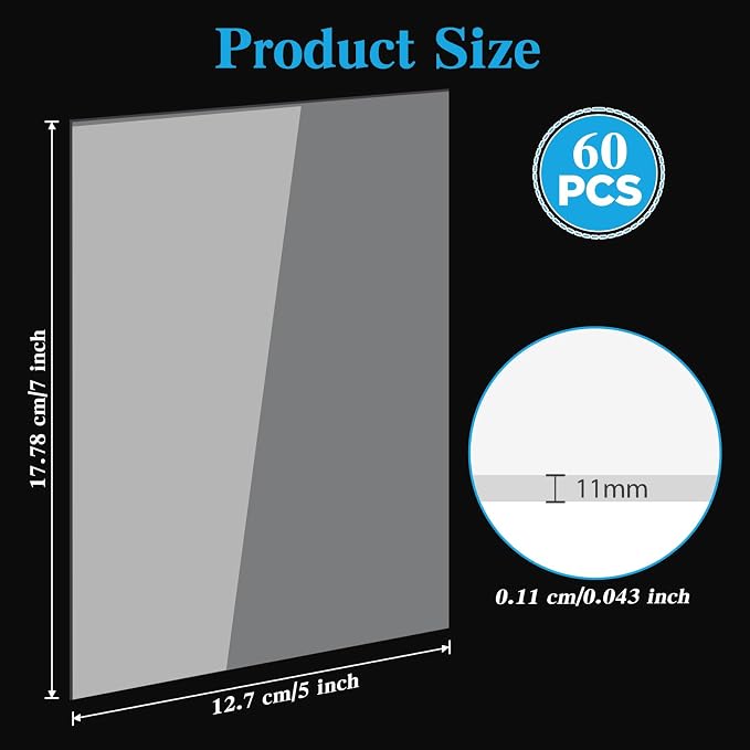 60 Pcs 7 x 5 Inch Clear Acrylic Sheets 1 mm Thick - Image 2