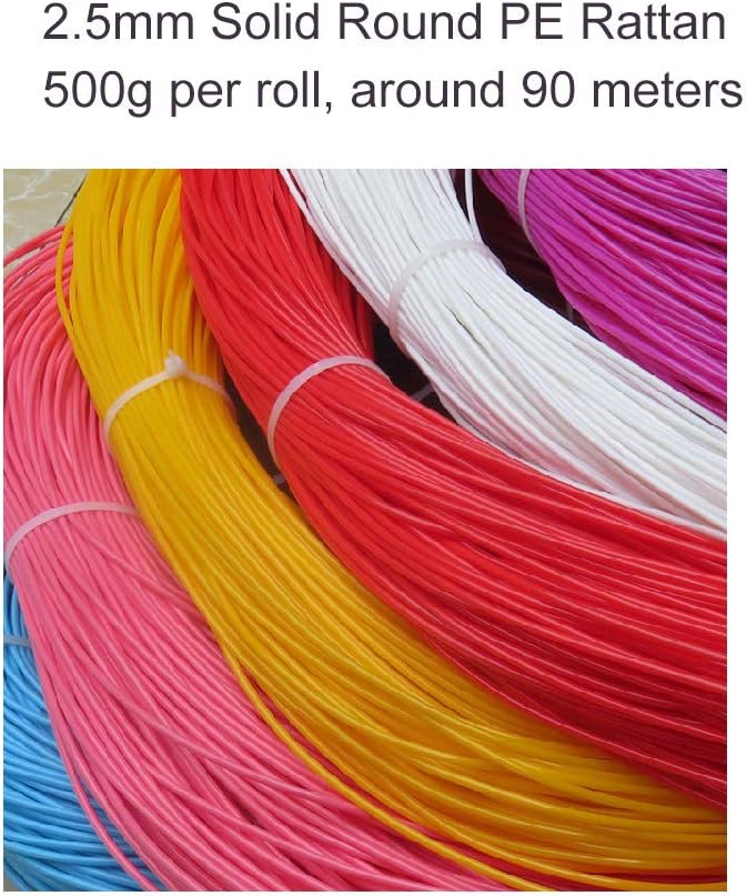 295ft/90m 2.5mm Round Synthetic Rattan Coffee Color, Plastic Wicker Repair Kit - Image 2