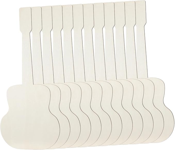 12 Pack 12 Inch Wooden Unfinished Guitar by Anglechic