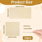12PCS Balsa Wood Sheet, 2mm 4x8in and 4x4in Thin Unfinished Wood Boards Plywood - Image 2