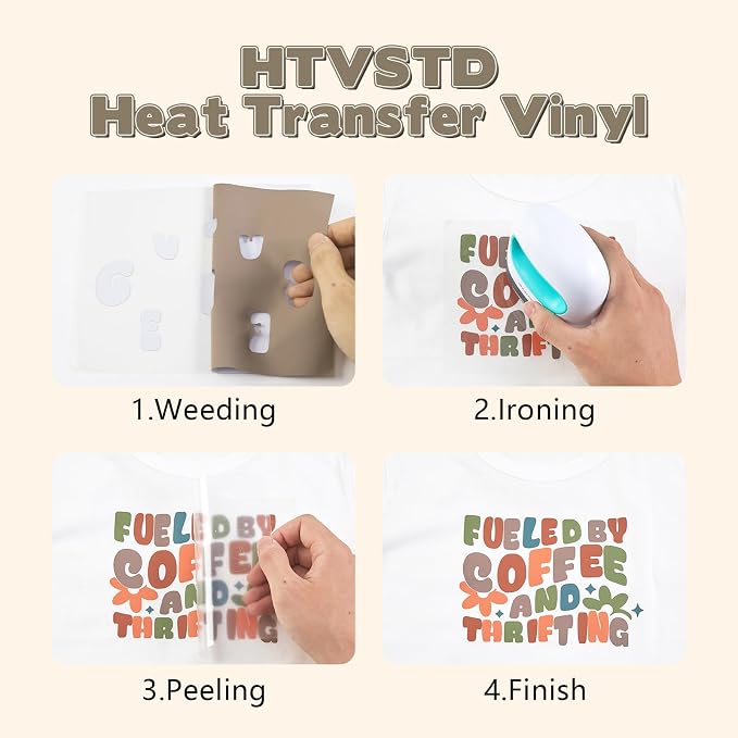 HTVSTD Dull Brown Boho HTV Heat Transfer Vinyl 8pcs 12×10in | Dark Boho - Image 3