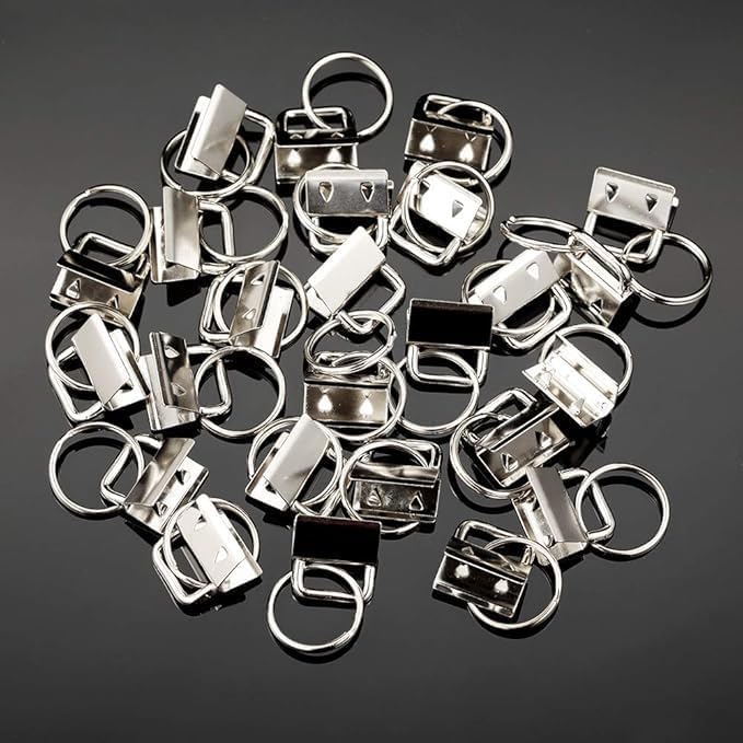 100Pcs Silver Key Fob Hardware Set, 1 Inch Metal Key Fob Tabs - Image 3