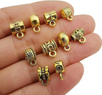 100 pcs Antique Gold Clasp Bail Beads Charms, Bail Tube Beads, Loose Spacer Bead - Image 2