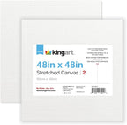 KINGART Stretched White Canvas Set – Square, 48x48 Inch, Triple Gesso Primed – by KINGART