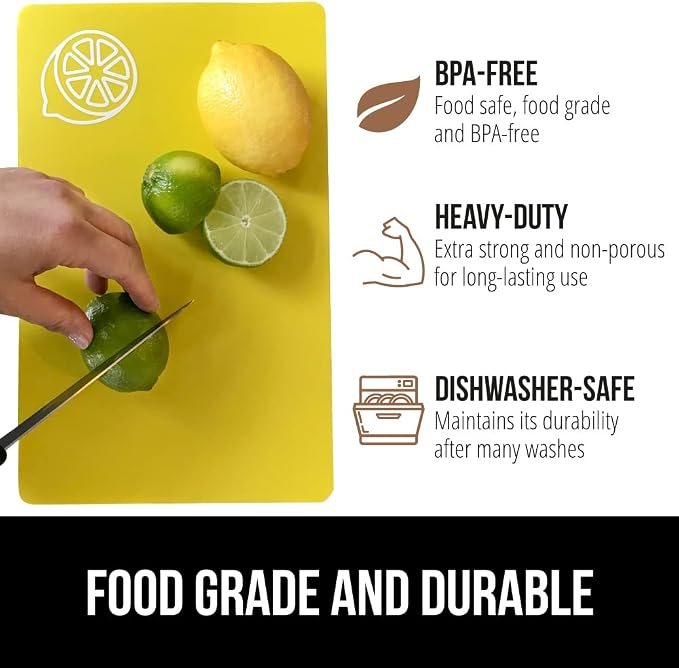 GORILLA GRIP 100% BPA-Free Flexible Cutting Board Set of 5, Durable Plastic Mats - Image 5