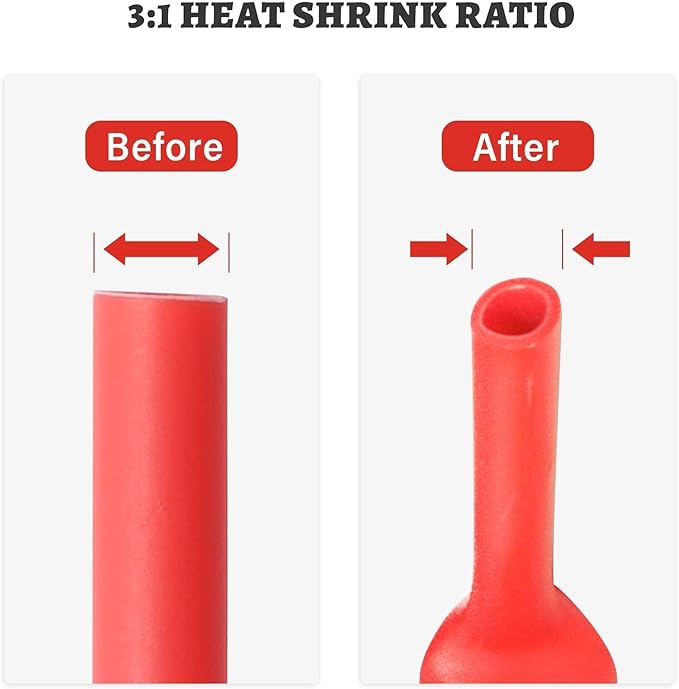 RED WOLF Waterproof Red and Black Heat Shrink Tubing Kit 270PCS, 3:1 Shrinkage - Image 5