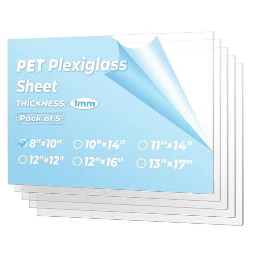 5 Pack Plexiglass Sheets 8×10" Flexible 1mm | Shatterproof Clear Acrylic Sheet by IPETRK